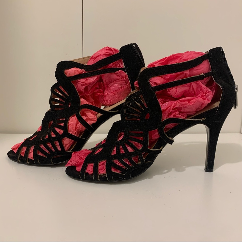 Adrienne Vittadini Black Cutout High Heel Sandals